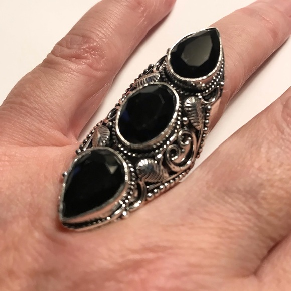 Black Onyx 925 Sterling Silver Ring - Picture 1 of 4
